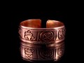 BD74 Bague Tibétaine Cuivre Signes Auspicieux