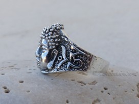 BA247. Bague Argent Massif Bouddha Om