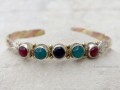 BRD342 Bracelet Tibétain Métal Argenté Cuivre Laiton