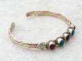 BRD342 Bracelet Tibétain Métal Argenté Cuivre Laiton
