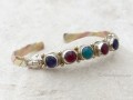 BRD343 Bracelet Tibétain Métal Argenté Cuivre Laiton