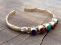 BRD343 Bracelet Tibétain Métal Argenté Cuivre Laiton