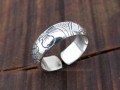 BA189. Bague Réglable Tibétaine en Argent Massif avec Astamangala