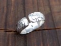 BA189. Bague Réglable Tibétaine en Argent Massif avec Astamangala