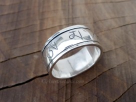 BA253. Bague Argent Massif Mantra Tibétain Om Mani Padme Hum
