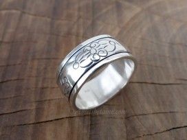 BA253. Bague Argent Massif Mantra Tibétain Om Mani Padme Hum