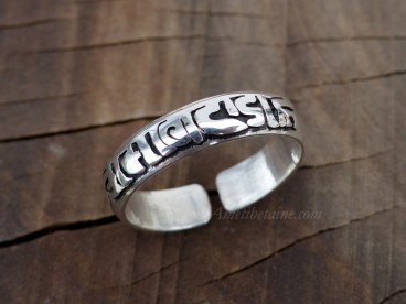 BA254. Bague Argent Massif Mantra Tibétain Om Mani Padme Hum