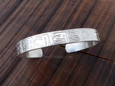 BRA70. Bracelet Tibétain Argent Massif Rhodié Mantra Bouddhiste