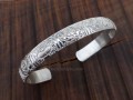 BRA72. Bracelet Tibétain Argent Massif Rhodié Signes Auspicieux