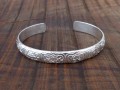 BRA72. Bracelet Tibétain Argent Massif Rhodié Signes Auspicieux