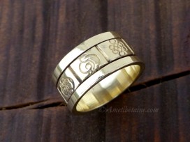 BD124 Bague Tibétaine Laiton Signes Auspicieux