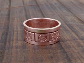 BD127 Bague Tibétaine Cuivre Signes Auspicieux