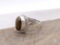 BA255 Bague Tibétaine Argent Massif Oeil de Tigre. Taille 57