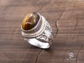 BA255 Bague Tibétaine Argent Massif Oeil de Tigre. Taille 57