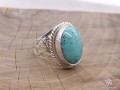 BA256 Bague Tibétaine Argent Massif Turquoise. Taille 62