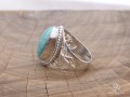 BA256 Bague Tibétaine Argent Massif Turquoise. Taille 62