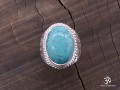 BA256 Bague Tibétaine Argent Massif Turquoise. Taille 62