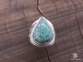 BA257 Bague Tibétaine Argent Massif Turquoise. Taille 59
