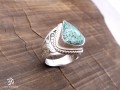 BA257 Bague Tibétaine Argent Massif Turquoise. Taille 59
