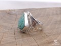 BA257 Bague Tibétaine Argent Massif Turquoise. Taille 59