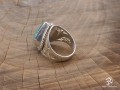 BA257 Bague Tibétaine Argent Massif Turquoise. Taille 59