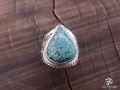 BA257 Bague Tibétaine Argent Massif Turquoise. Taille 59
