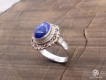BA258 Bague Tibétaine Argent Massif Lapis Lazuli. Taille 57