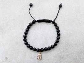 BrMala231 Bracelet Onyx Bouddha Argent Massif