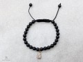 BrMala231 Bracelet Onyx Bouddha Argent Massif. 19 cm