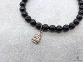 BrMala231 Bracelet Onyx Bouddha Argent Massif