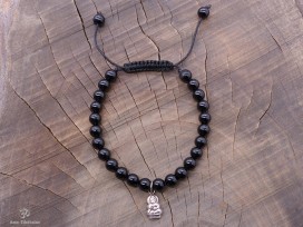 BrMala231 Bracelet Onyx Bouddha Argent Massif