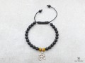 BrMala232 Bracelet Onyx Oeil de Tigre Om Argent Massif