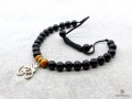 BrMala232 Bracelet Onyx Oeil de Tigre Om Argent Massif