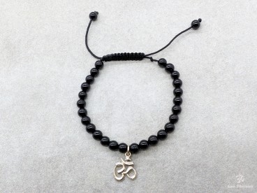 BrMala233 Bracelet Onyx Om Argent Massif