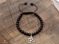BrMala233 Bracelet Onyx Om Argent Massif