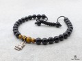 BrMala234 Bracelet Onyx Oeil de Tigre Bouddha Argent Massif