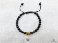 BrMala250 Bracelet Onyx Oeil de Tigre Bouddha Argent Massif