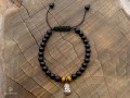 BrMala250 Bracelet Onyx Oeil de Tigre Bouddha Argent Massif