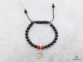 BrMala251 Bracelet Onyx Cornaline Om Argent Massif