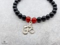BrMala251 Bracelet Onyx Cornaline Om Argent Massif