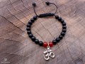 BrMala251 Bracelet Onyx Cornaline Om Argent Massif