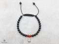 BrMala253 Bracelet Onyx Cornaline Bouddha Argent Massif