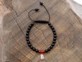 BrMala253 Bracelet Onyx Cornaline Bouddha Argent Massif