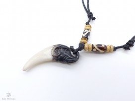 CD127 Collier Tibétain Os de Buffle Eléphant