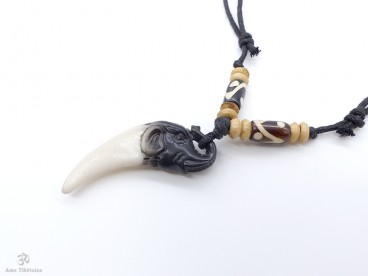 CD127 Collier Tibétain Os de Buffle Eléphant