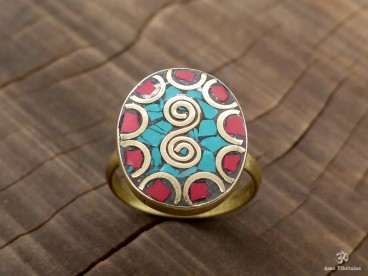 BD129 Bague Tibétaine Om Taille 58