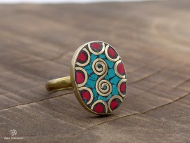 BD129 Bague Tibétaine Om Taille 58