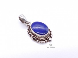 PA249 Pendentif Tibétain Argent Massif Lapis Lazuli
