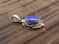 PA249 Pendentif Tibétain Argent Massif Lapis Lazuli