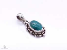 PA333 Pendentif Tibétain Argent Massif Turquoise